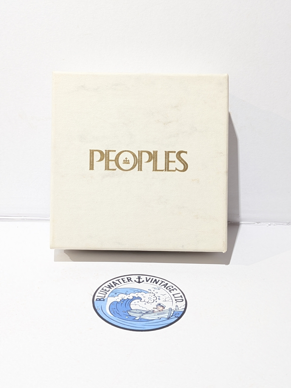 1970s-80s Peoples Jewelers Velvet Ring / Jewelery Storage Box (3 x 3") Vintage
